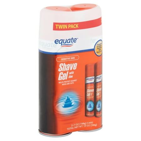 Equate Sensitive Skin Shave Gel with Aloe Twin Pack, 7 oz, 2 Count
