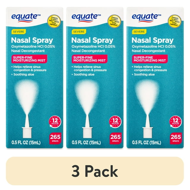 (3 pack) Equate Severe Nasal Spray Mist, Relief for Sinus & Nasal