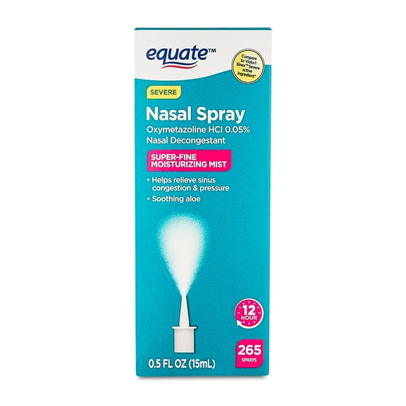 Equate Severe Nasal Spray Oxymetazoline HCI 0.05%, Superfine Mist, 12 Hour, 265 Sprays, Compare to Vicks® Sinex™ Severe Active Ingredient