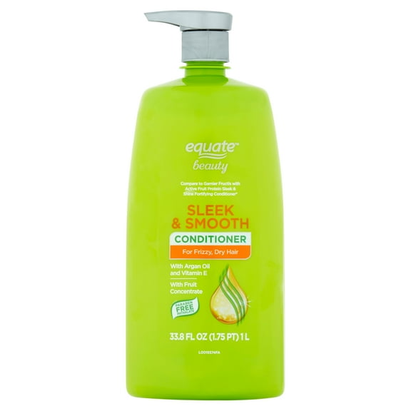 Equate Sleek & Smooth Conditioner for Frizzy & Dry Hair Care, 33.8 fl oz, Compare to Garnier® Fructis® with Active Fruit Protein Sleek & Shine Fortifying Conditioner