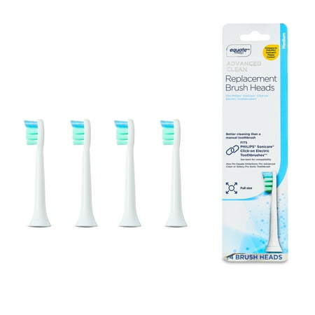Equate Advanced Clean Electric Toothbrush Replacement Heads, White, 4 Count