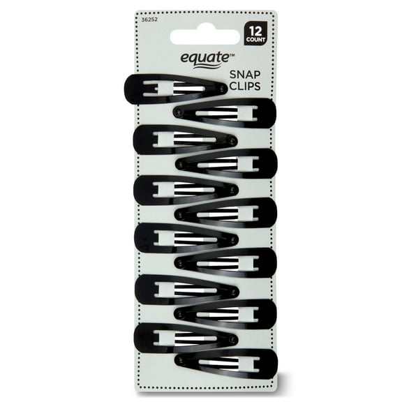 (6 pack) Equate Hair Snap Clips, 12 Count, Black, For Small Sections of Hair or Intricate Hairstyles