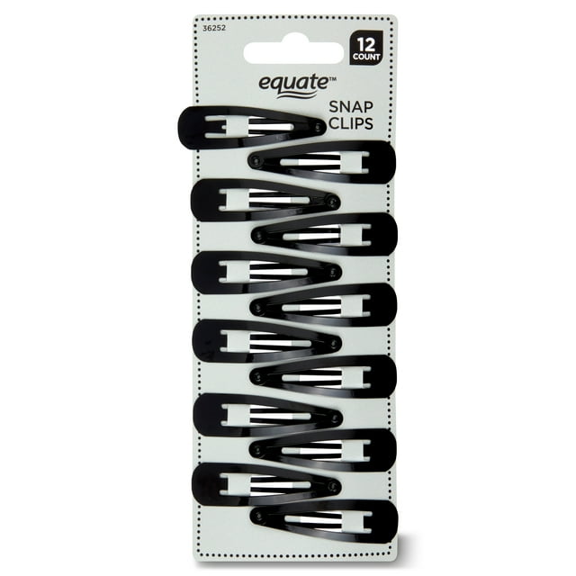 Equate Snap Clips, Black, 12 Count
