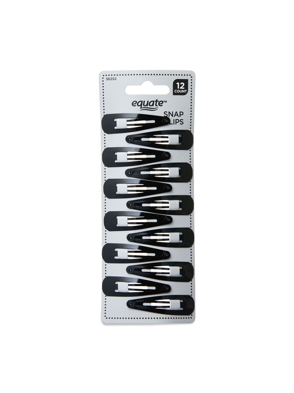 Hair Snap Clips, 12 Count, Black, For Small Sections of Hair or Intricate Hairstyles