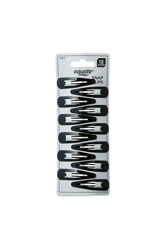 Hair Snap Clips, 12 Count, Black, For Small Sections of Hair or Intricate Hairstyles
