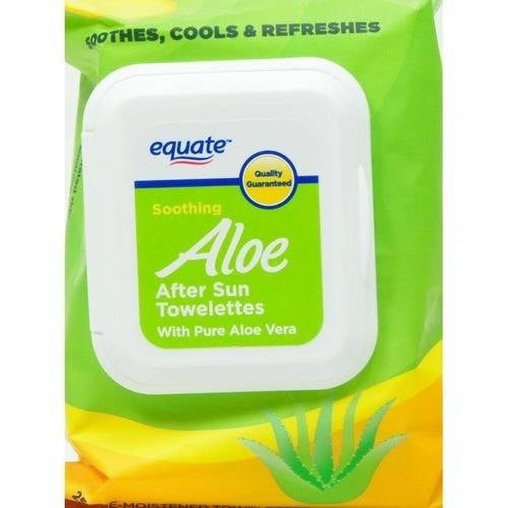 Equate Soothing Aloe After Sun Towelettes with Pure Aloe Vera, 25 Ct