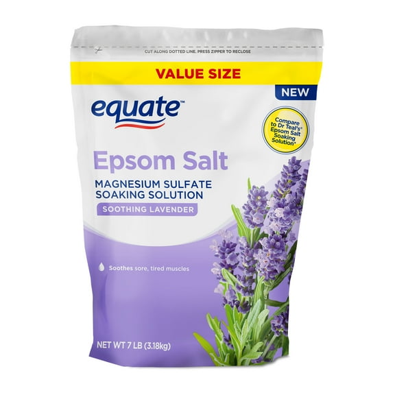 Equate Epsom Salt Bath Soak with Lavender, 7 lb, Value Pack, Calming Relaxation