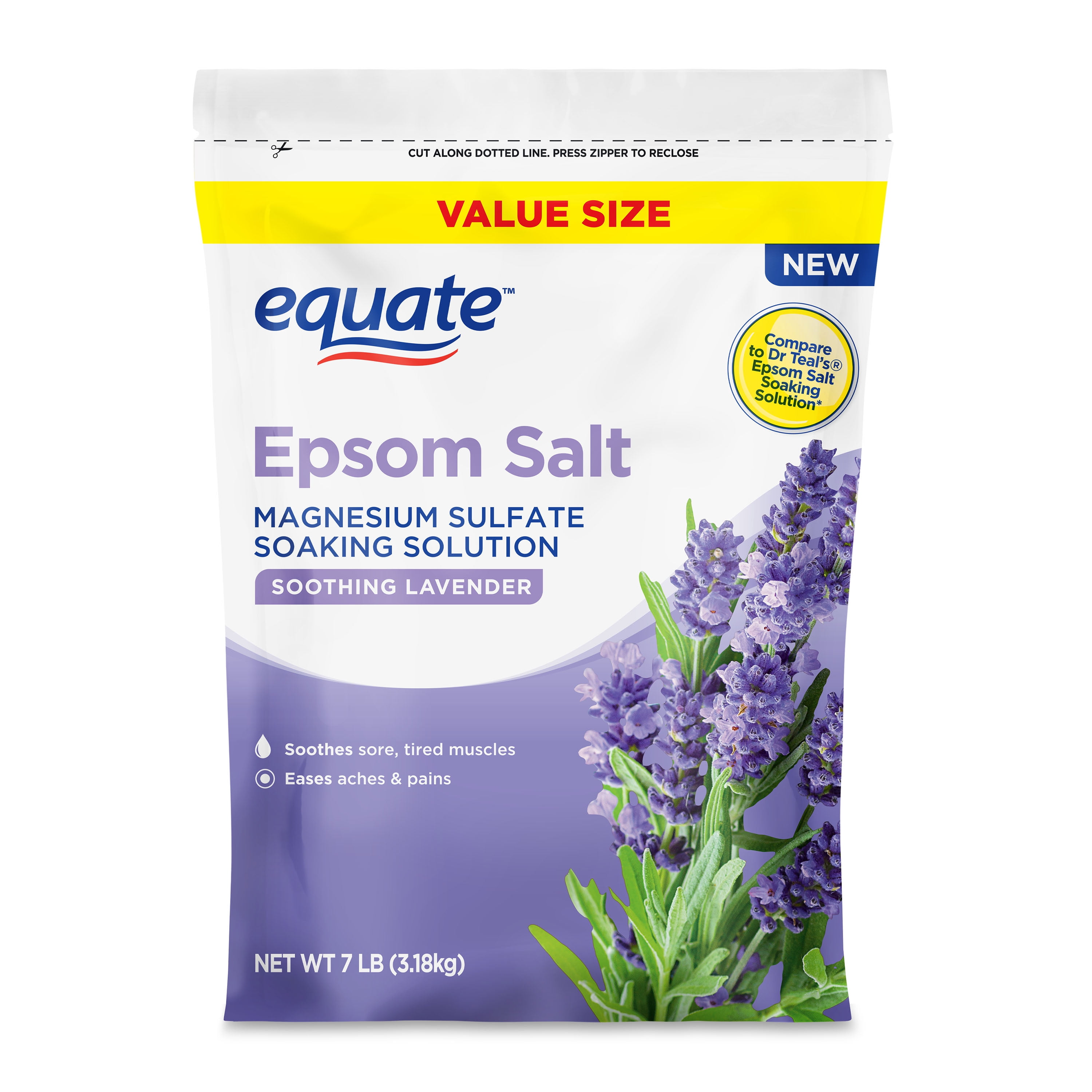 Equate Soothing Lavender Epsom Salt, Value Size, 7 lb