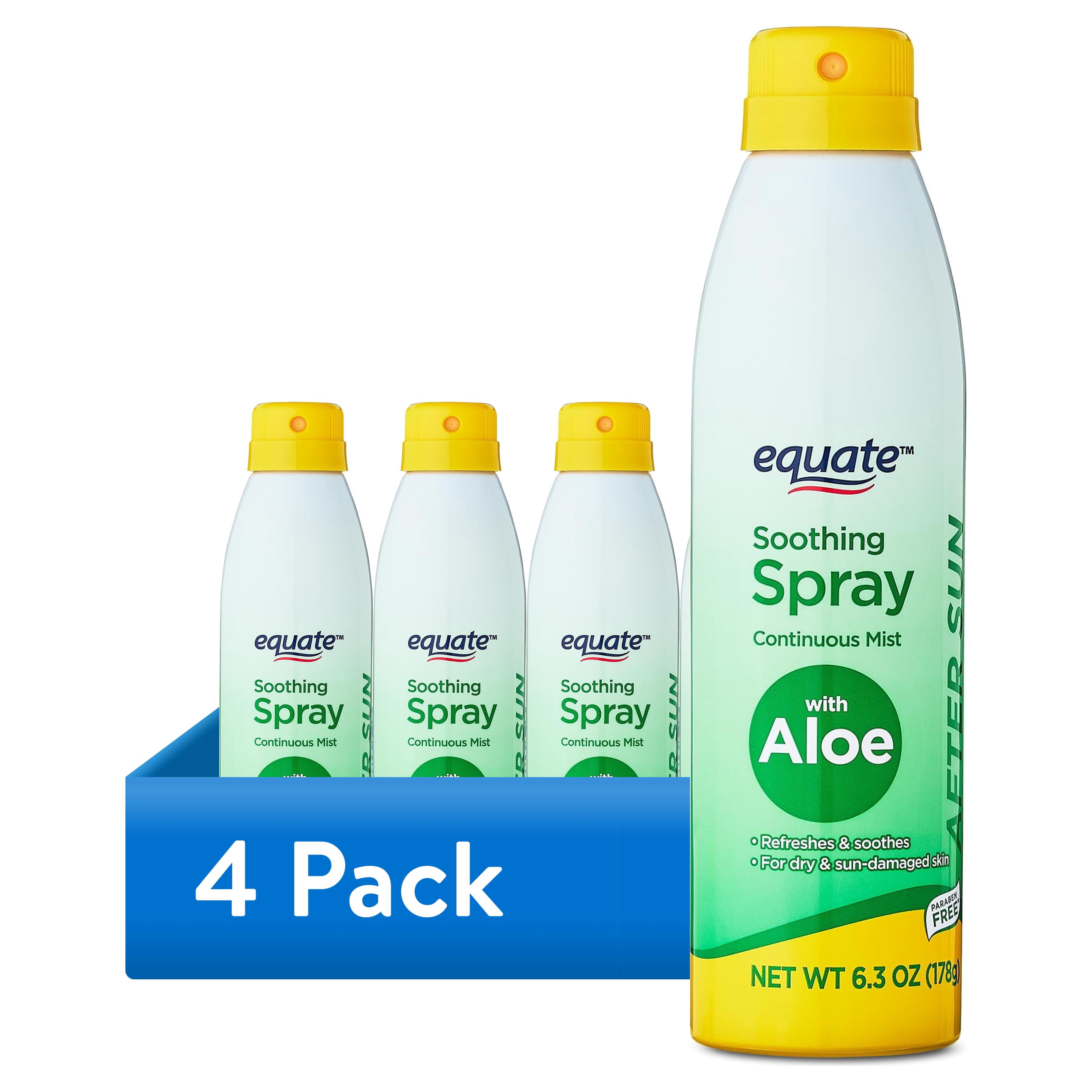 (4 pack) Equate Soothing Spray Continuous Mist with Aloe, 6.3 oz