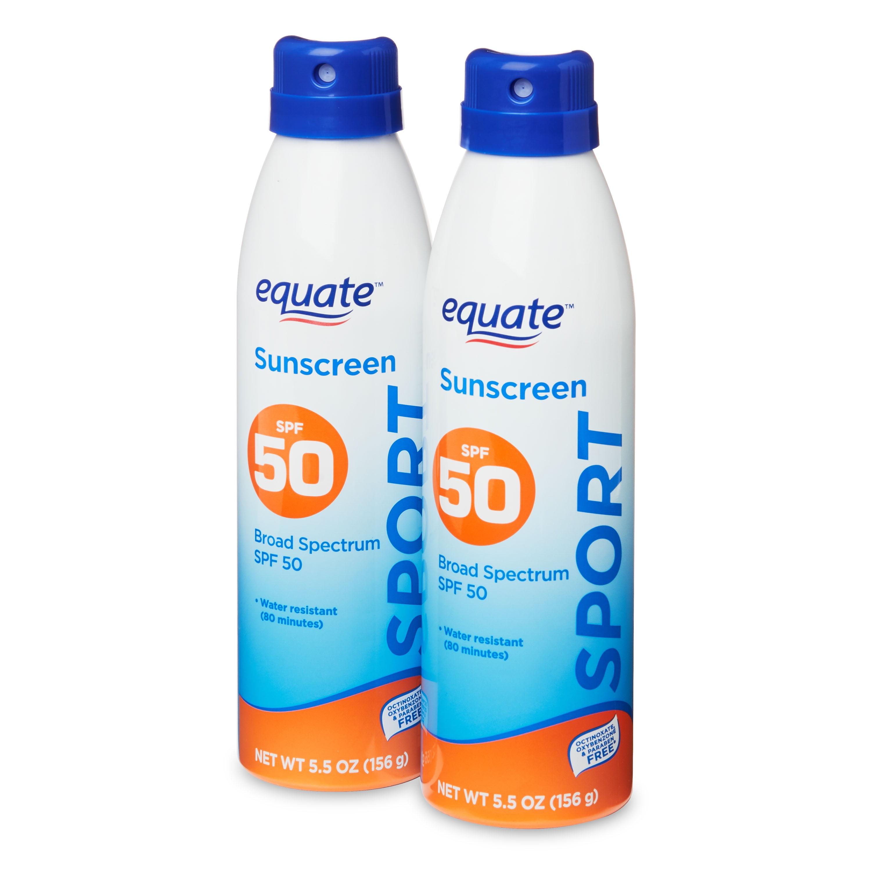 Equate Sport Broad Spectrum Sunscreen Spray, SPF 50, Twin Pack