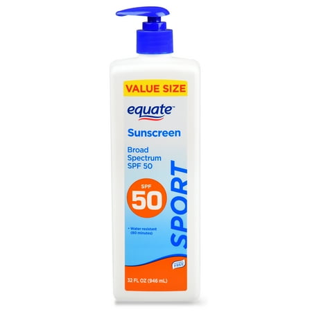 Equate Sport Broad Spectrum Sunscreen Value Size Lotion Pump, SPF 50, 32 oz