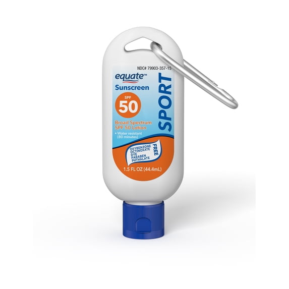 Equate Sport Broad Spectrum Sunscreen Lotion with Key Chain, SPF 50, 1.5 fl oz