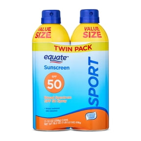 Equate Sport Broad Spectrum Sunscreen, SPF 50, 9.1 oz, Value Sized Twin Pack