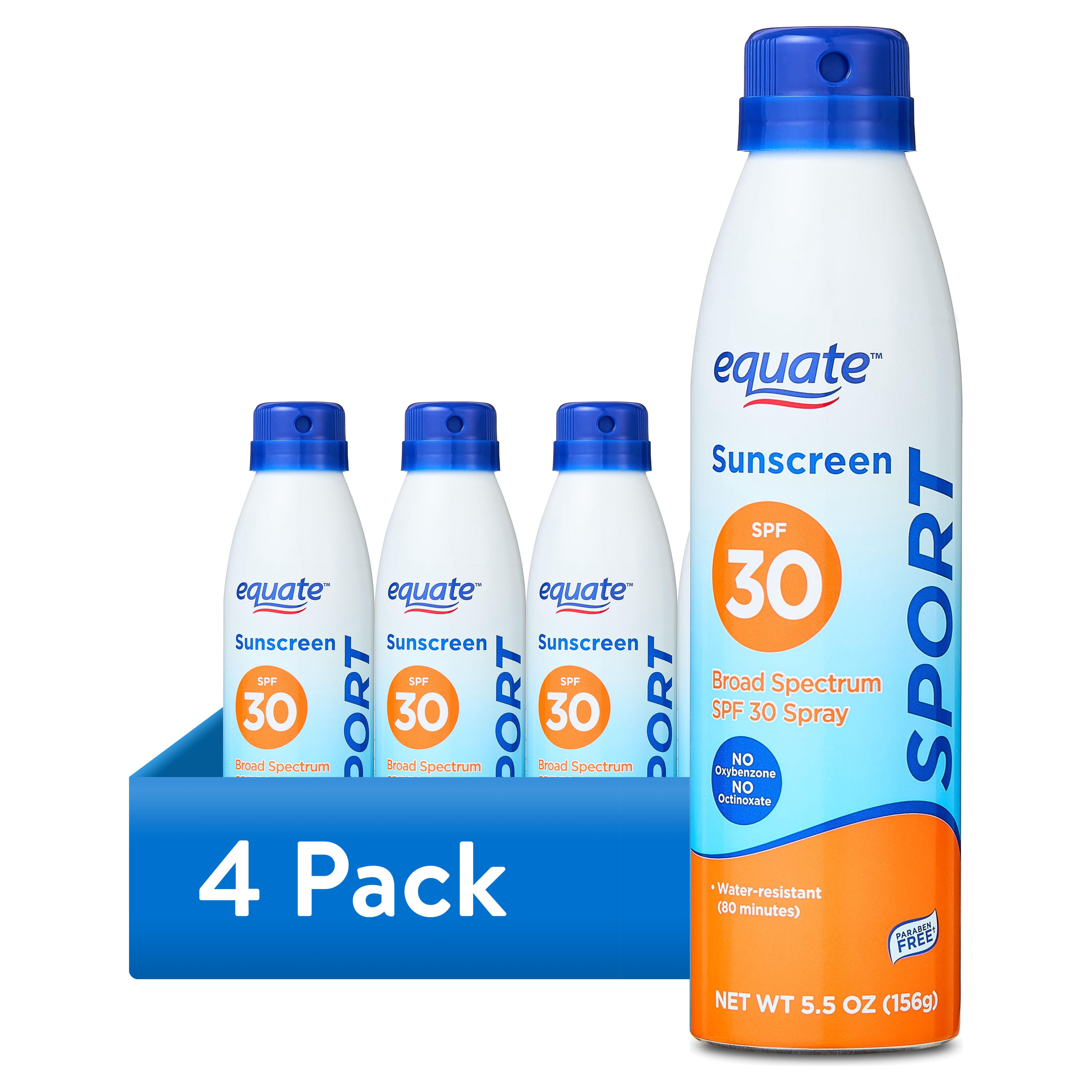(4 pack) Equate Sport Sunscreen Spray, SPF 30, 5.5 oz