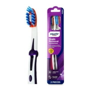 Equate Stain Removal Manual Toothbrushes, Medium, 2 Count