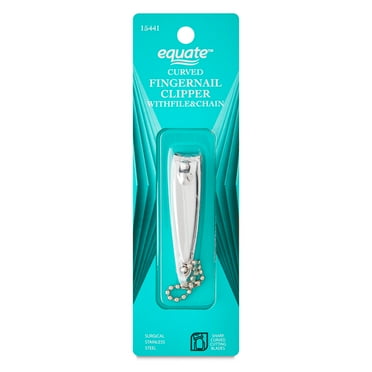 Equate Stainless Steel Curved Fingernail Clipper with File & Chain for Traditional Nail Care