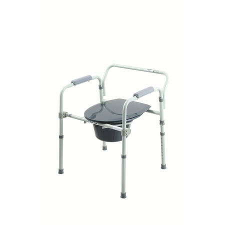 Equate Steel Foldable 3-in-1 Bedside Toilet Commode, 400 lb Weight Capacity