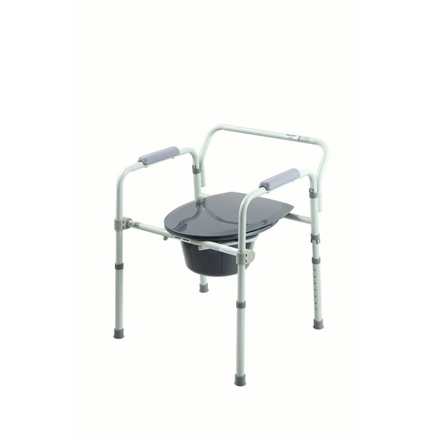 Equate Steel Foldable 3in1 Bedside Toilet Commode, 400 lb Weight