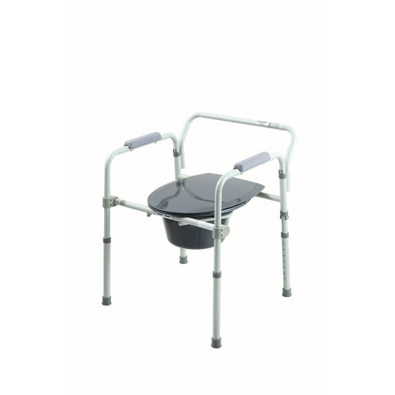 Equate Steel Foldable 3-in-1 Bedside Toilet Commode, 400 lb Weight Capacity