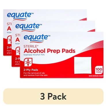 (3 pack) Equate Sterile Alcohol Prep Pads, 100 Count