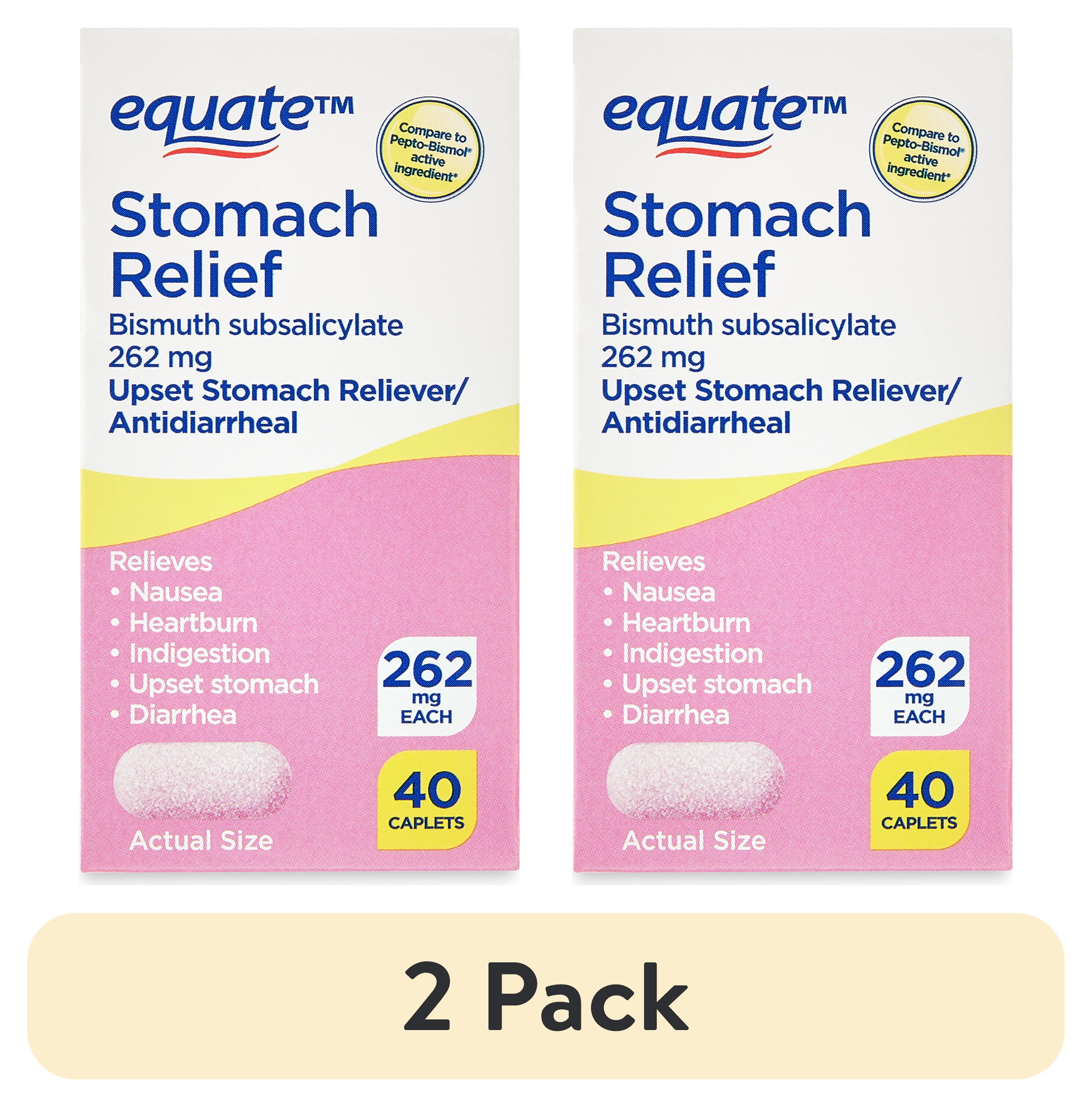 (2 pack) Equate Stomach Relief Caplets, 262 mg, 40 Count
