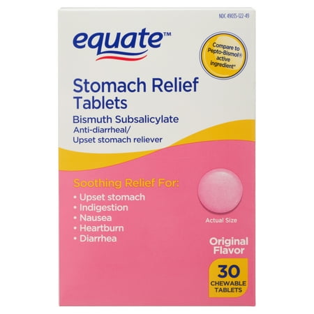 Equate Stomach Relief Chewable Tablets, 262 mg, 30 Count