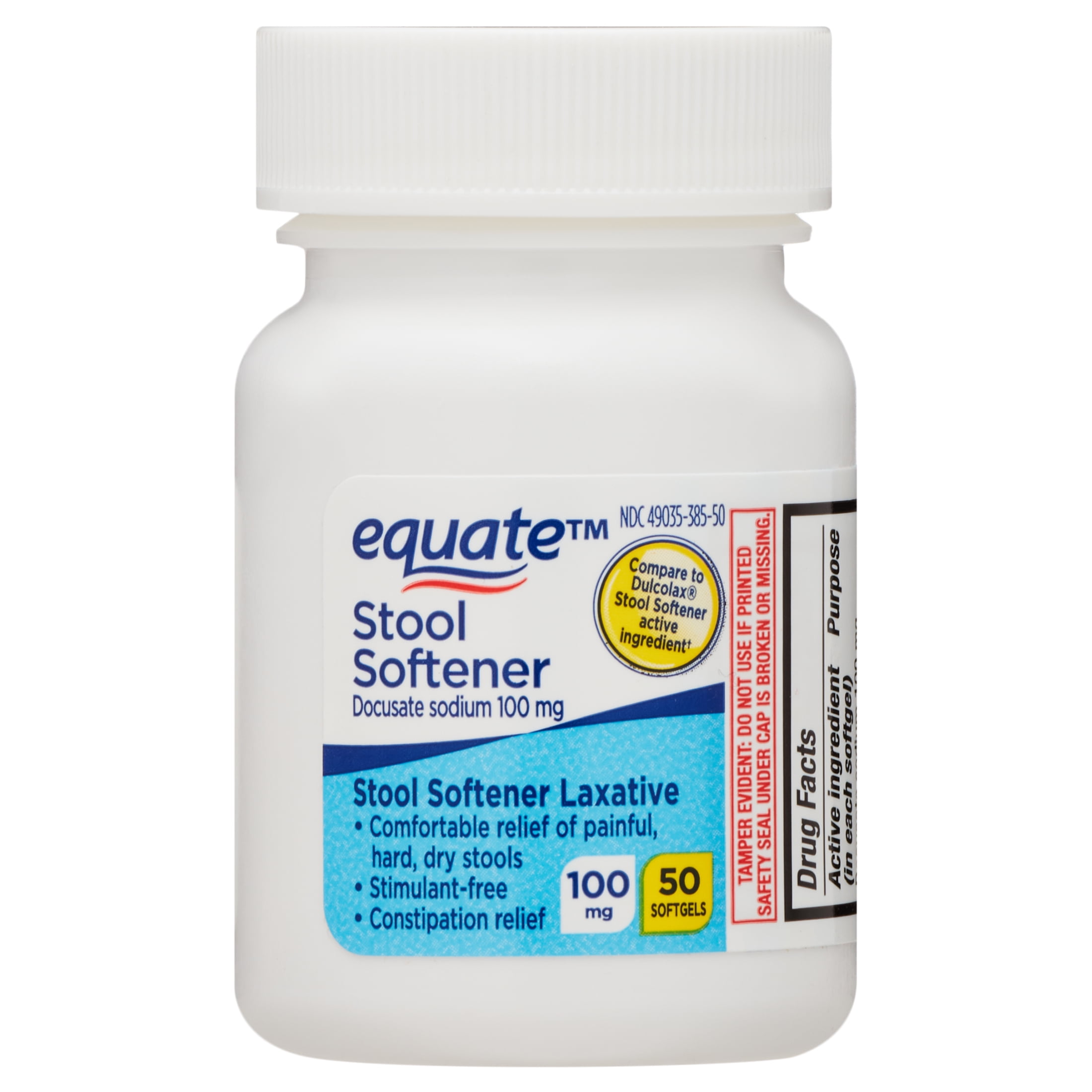 Equate Stool Softener Laxative Softgels for Constipation, 50 Count