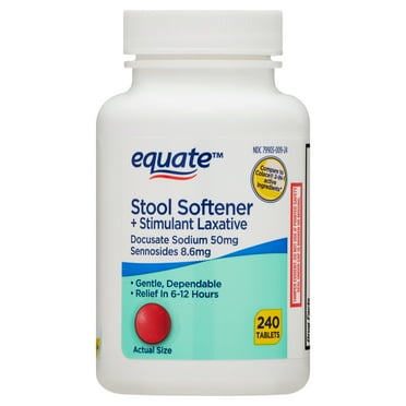 Equate Stool Softener Plus Stimulant Laxative Tablets for Constipation, 240 Count, Compare to Colace® 2-IN-1 Active Ingredients