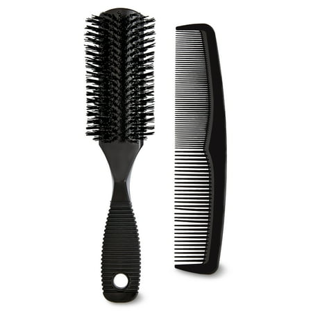 Equate Styling Brush and Comb Set, Black, 2 Pieces
