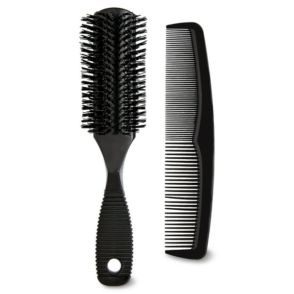 Equate Styling Brush and Comb Set, Black, 2 Pieces