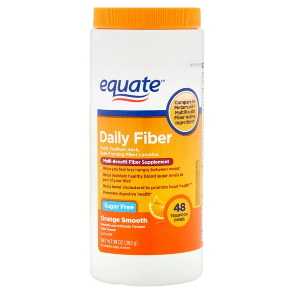 Equate Sugar-Free Daily Fiber Orange Powder, 10 Oz., 48 Count