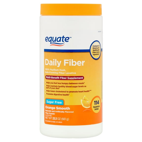 Equate Sugar-Free Daily Fiber Orange Powder, 23.3 Oz., 114 Count
