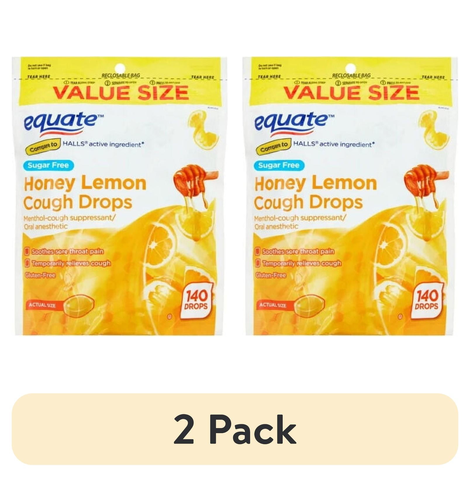 (2 pack) Equate Sugar Free Honey Lemon Cough Drops, 140 Count