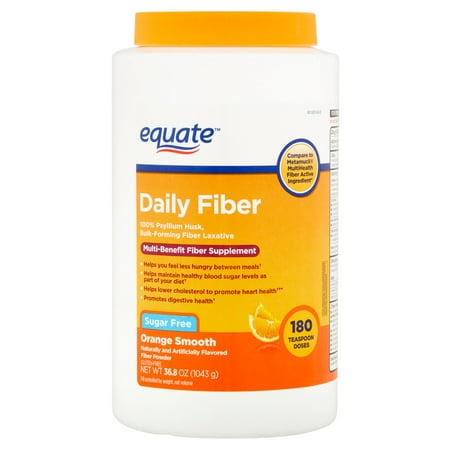 Equate Sugar Free Laxative Fiber Supplement Orange Flavor, 180 Ct, 36.8 Oz