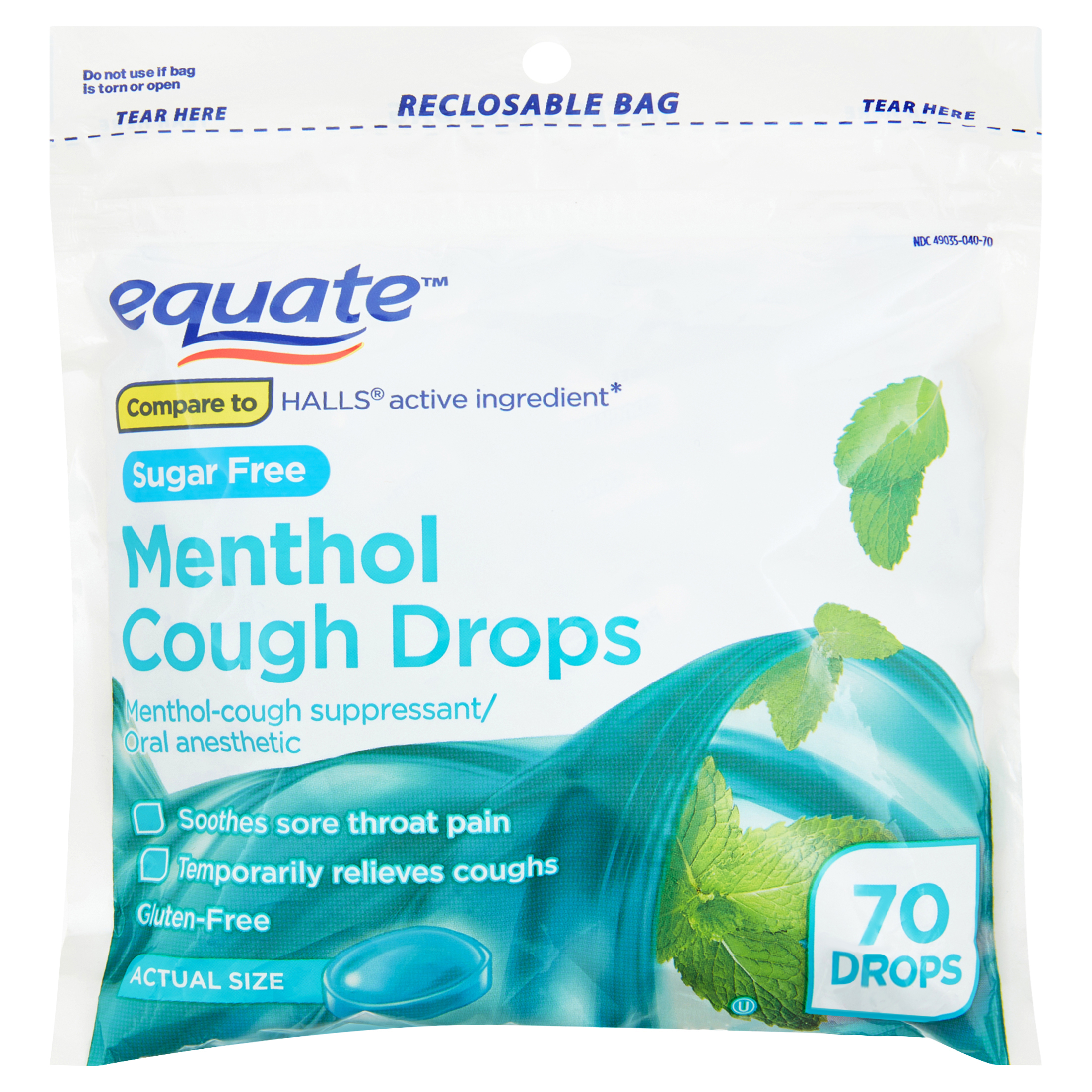 Equate Sugar-Free Menthol Cough Drops, 70 Count - image 1 of 7