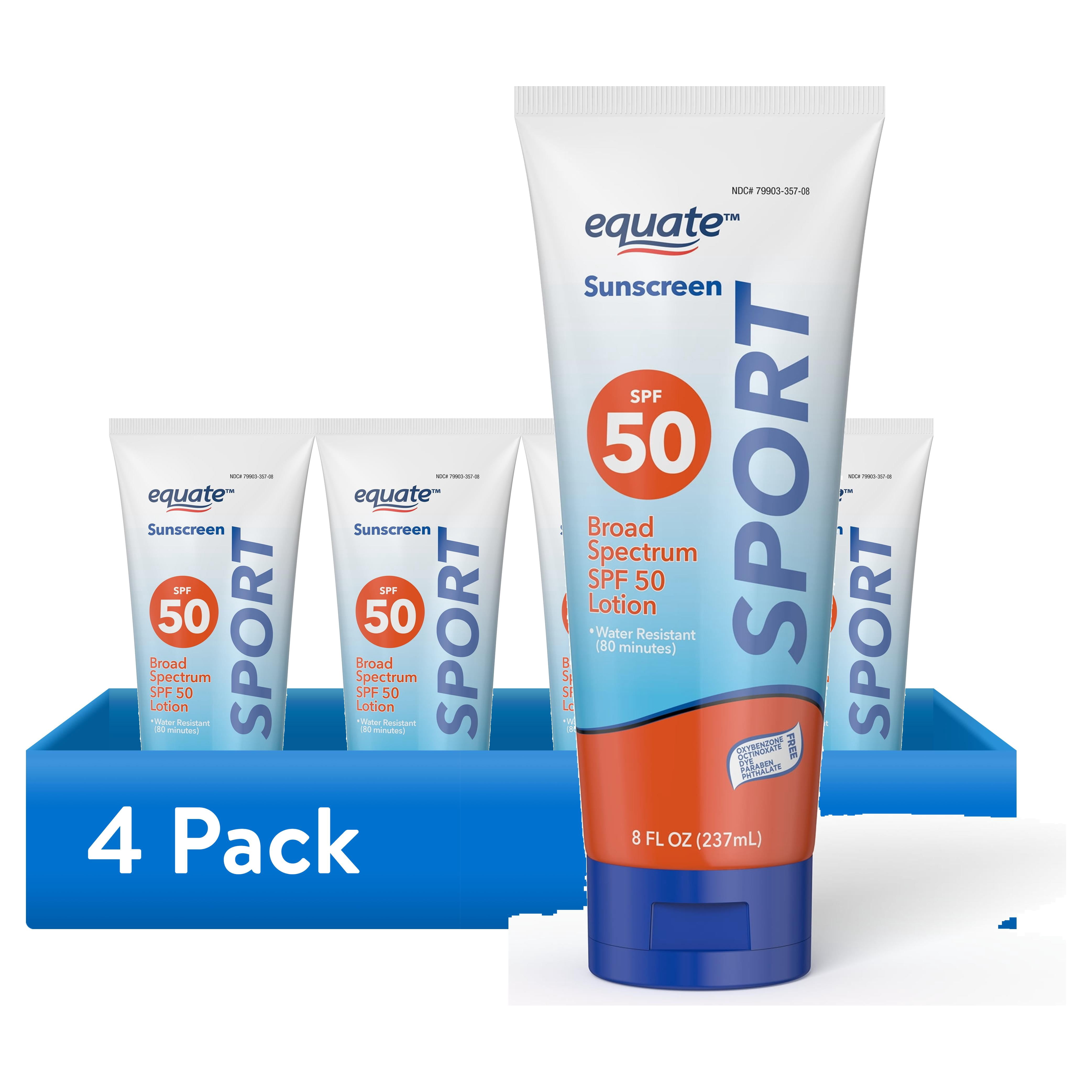 (4 pack) Equate Sunscreen Sport SPF 50 Lotion, 8 fl oz