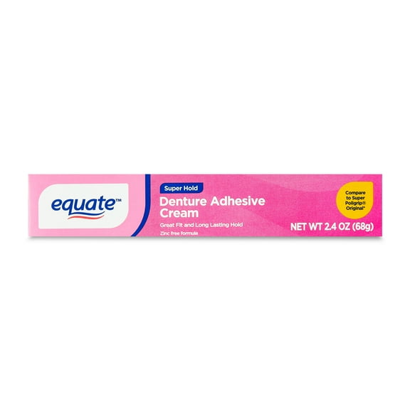 Equate Super Hold Denture Adhesive Cream, 2.4 oz, Compare to Super Poligrip® Original