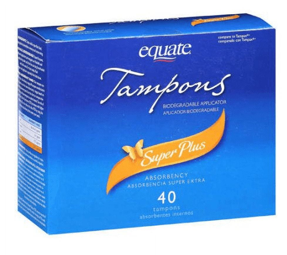 Equate Super Plus Tampons with Biodegradable Applicator, 40 Count