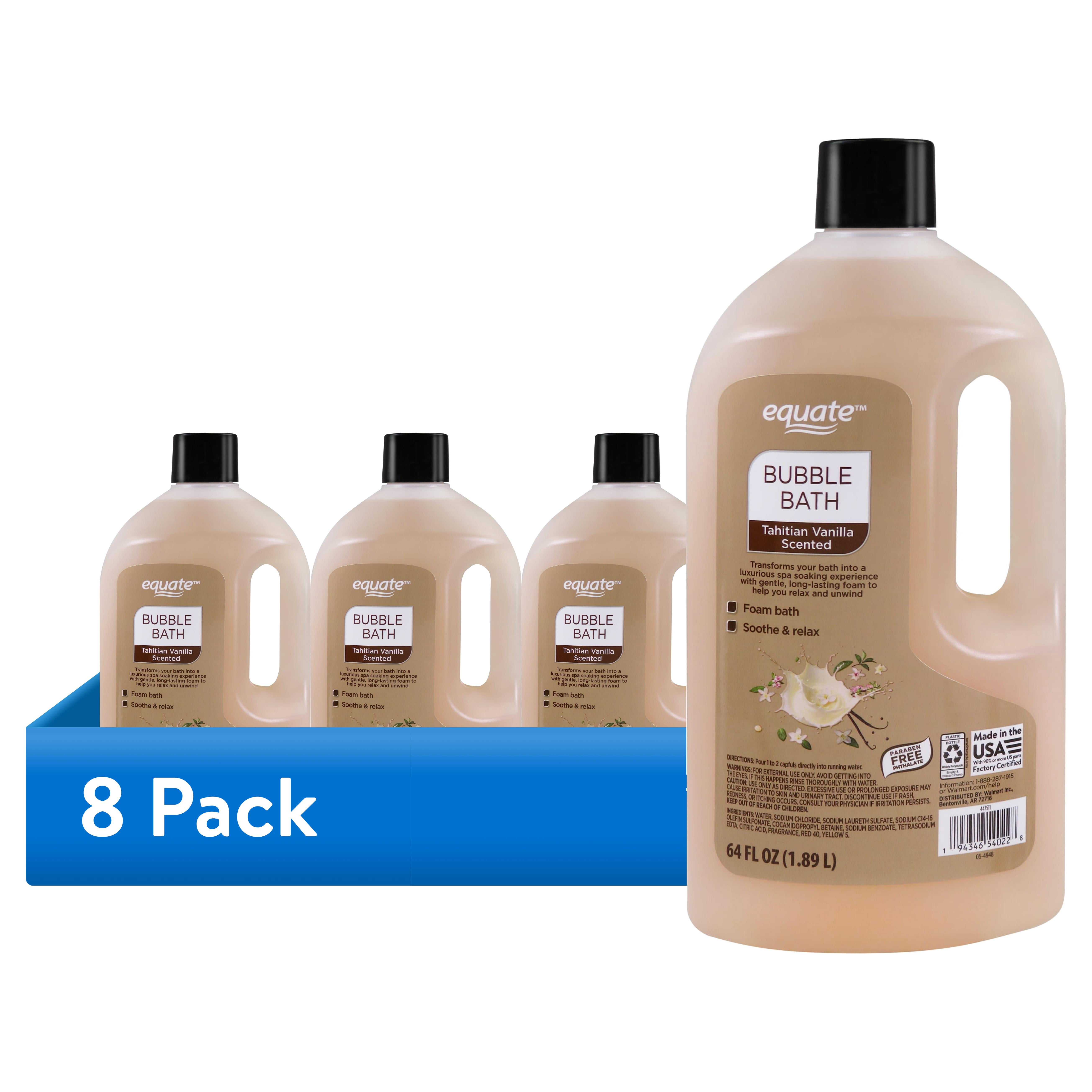 (8 pack) Equate Tahitian Vanilla Scented Bubble Bath, 64 fl oz Bottle