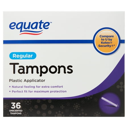 Equate Tampons with Plastic Applicators, Unscented, Regular (36 Count)