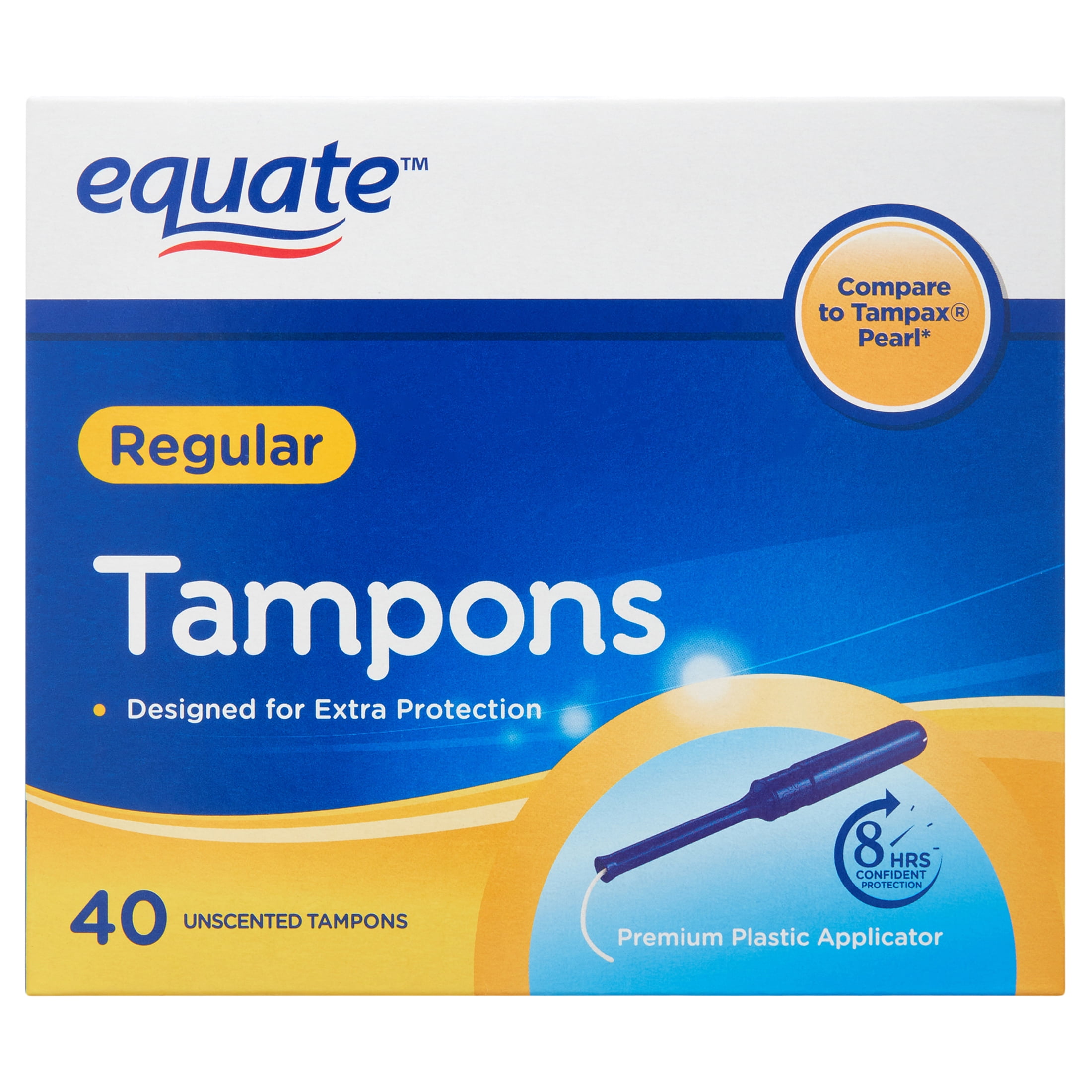 Equate Tampons with Plastic Applicators, Unscented, Regular (40 Count)