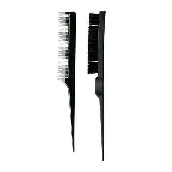 Equate Teasing Brush and Comb to Add Volume and Texture to Hair, Black, 2 Count