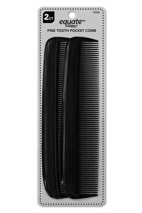 Pocket Comb for Everyday Use on Short Hair, Black, 2 Count