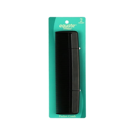Equate Pocket Comb for Everyday Use on Short Hair, Black (2 Count)