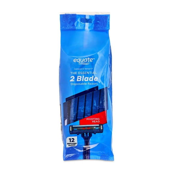 Equate 2 Blade Disposable Razors with Pivoting Head (12 Count), Compare to Gillette® Sensor®2