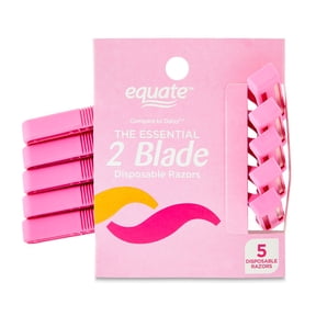 Equate Women's 2-Blade Disposable Razors, Pink, 5 Count