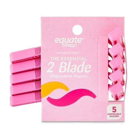 Equate Women's 2-Blade Disposable Razors, Pink, 5 Count