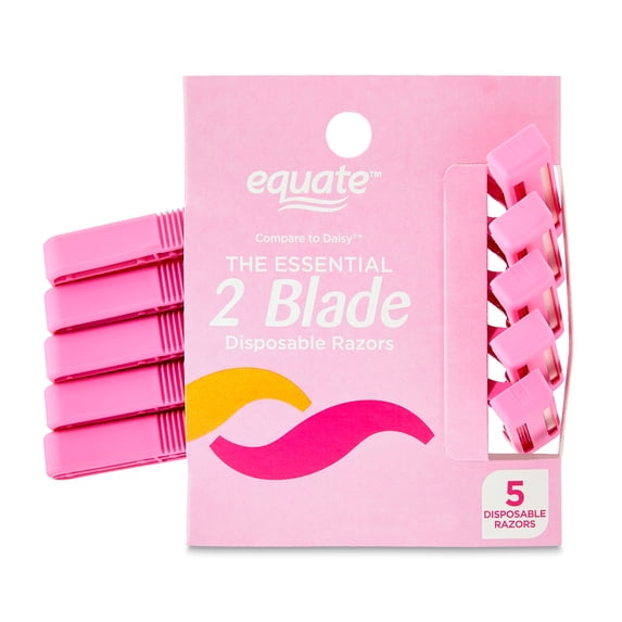Equate Women's 2-Blade Disposable Razors, Pink, 5 Count