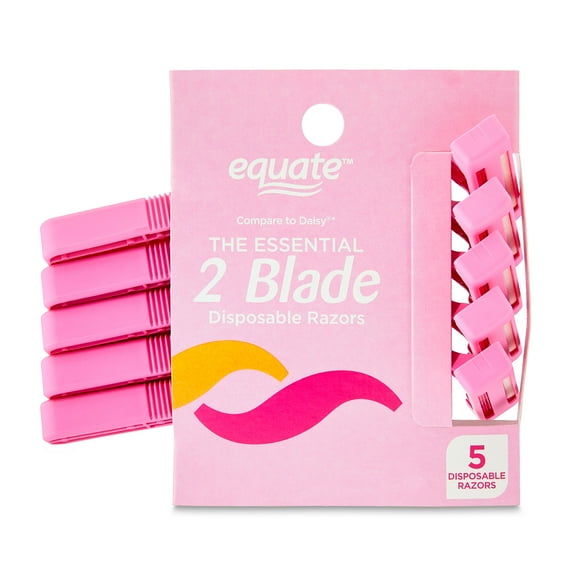 Equate Women's 2 Blade Disposable Razors, Pink (5 Count), Compare to Daisy®