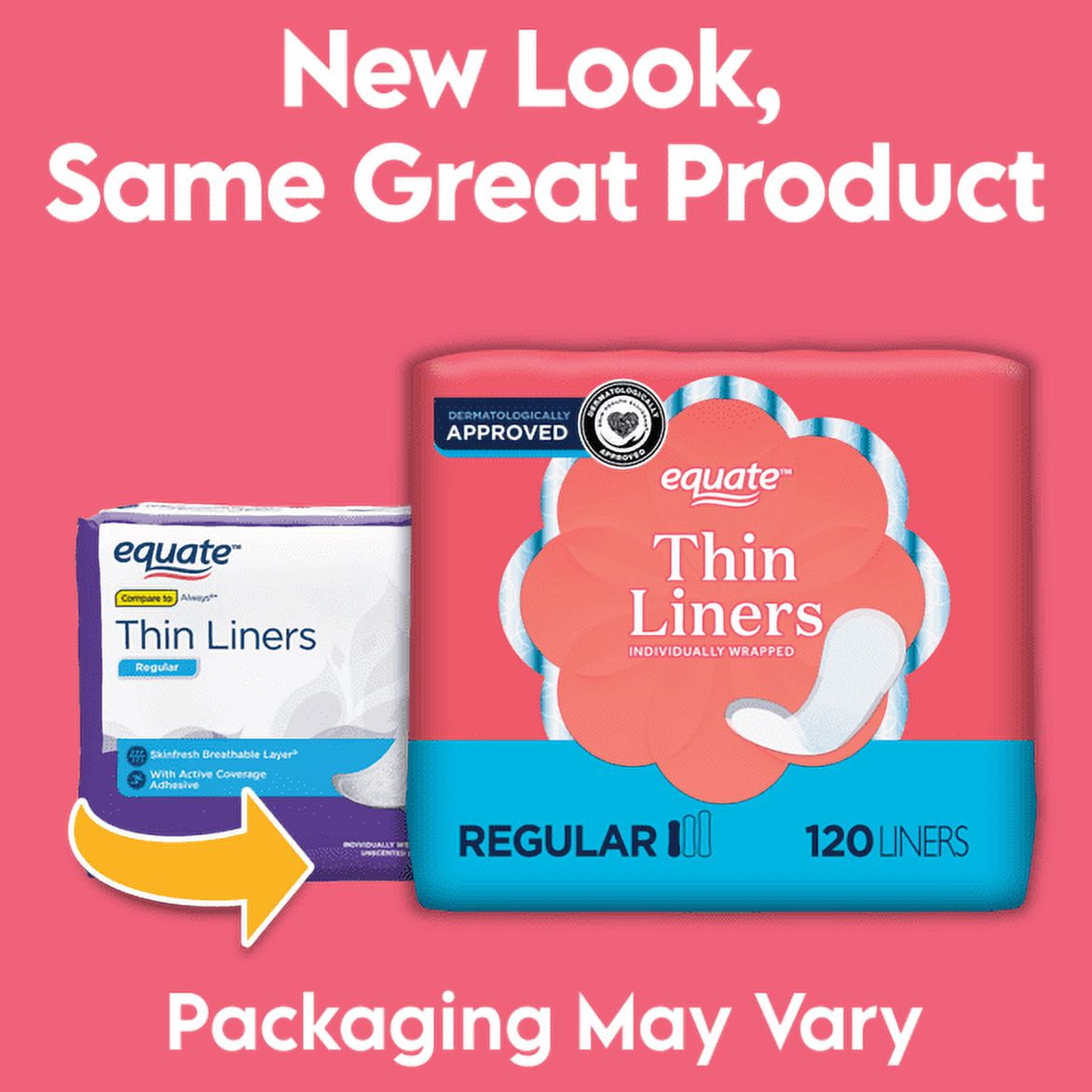 Equate Individually Wrapped Thin Liners, Size Regular (120 Count)